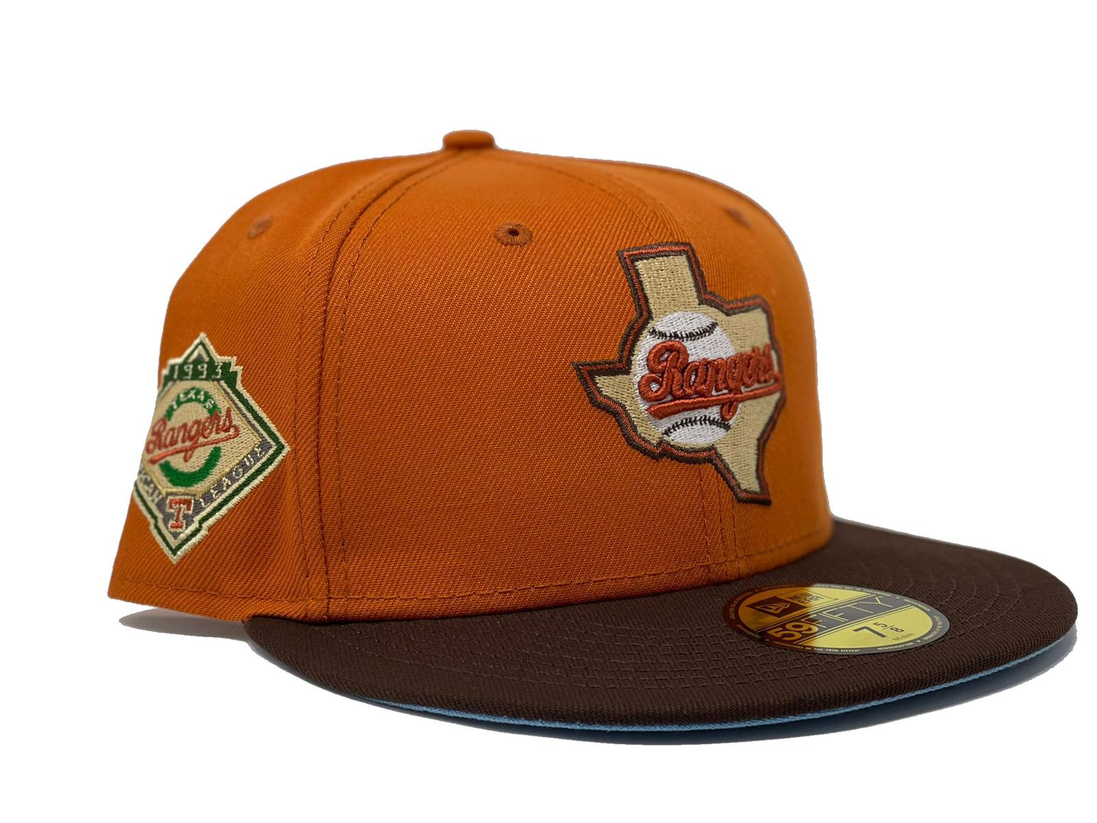 New Era Texas Rangers Beer Pack 40th Anniversary Patch Hat Club Exclusive 59FIFTY Fitted Hat Gold/Brown
