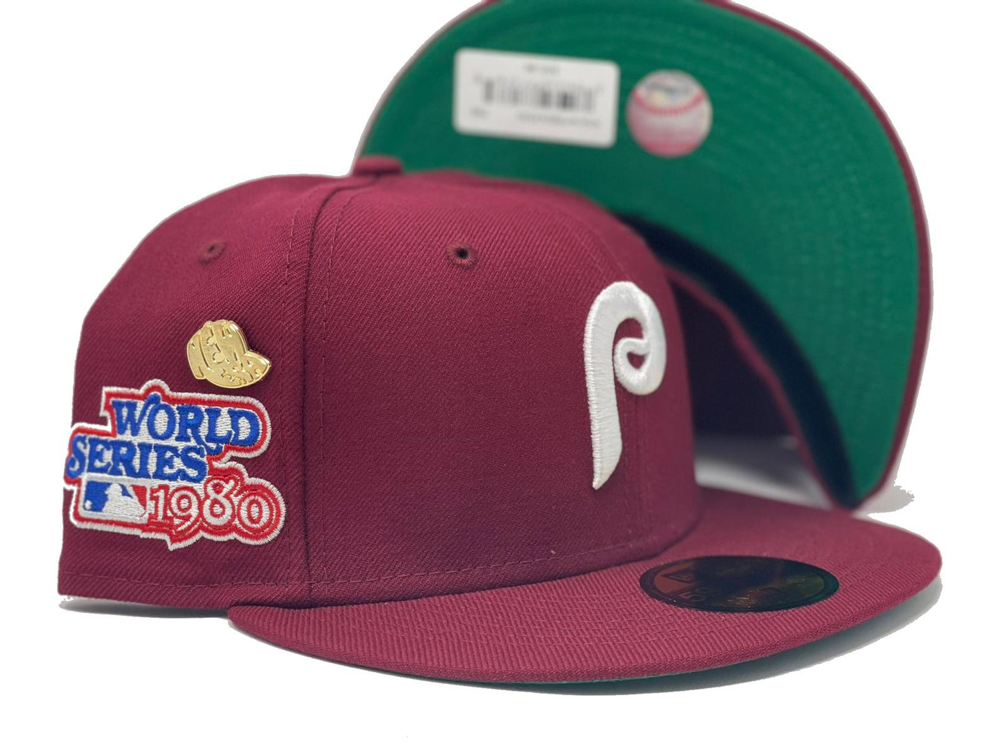 PHILADELPHIA PHILLIES 1980 WORLD SERIES "59FIFTY DAY" GREEN BRIM NEW ERA FITTED HAT