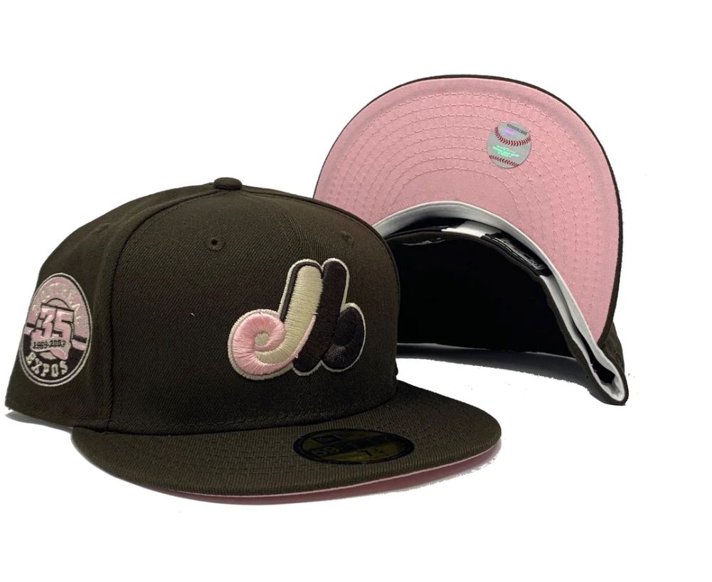 Montreal Expos 35th Anniversary Brown Pink Brim New Era Fitted Hat