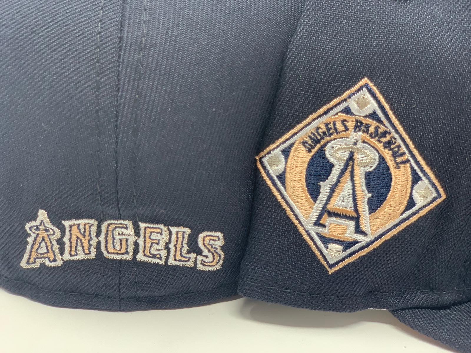 Navy Blue Los Angeles Angels Icy Blue Bottom 40th Season Side Patch New Era 59FIFTY Fitted 71/2