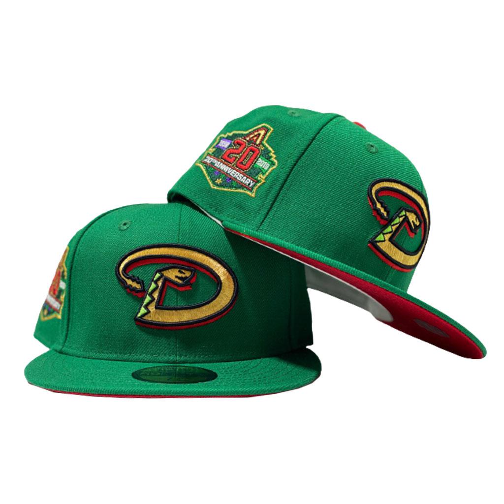 ARIZONA DIAMONDBACKS 2OTH ANNIVERSARY XMAS COLOR RED BRIM NEW ERA FITTED HAT