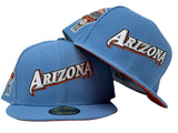 ARIZONA DIAMONDBACKS 1998 INAUGURAL SEASON "SKY BLUE PACK" ORANGE BRIM NEW ERA FITTED HAT