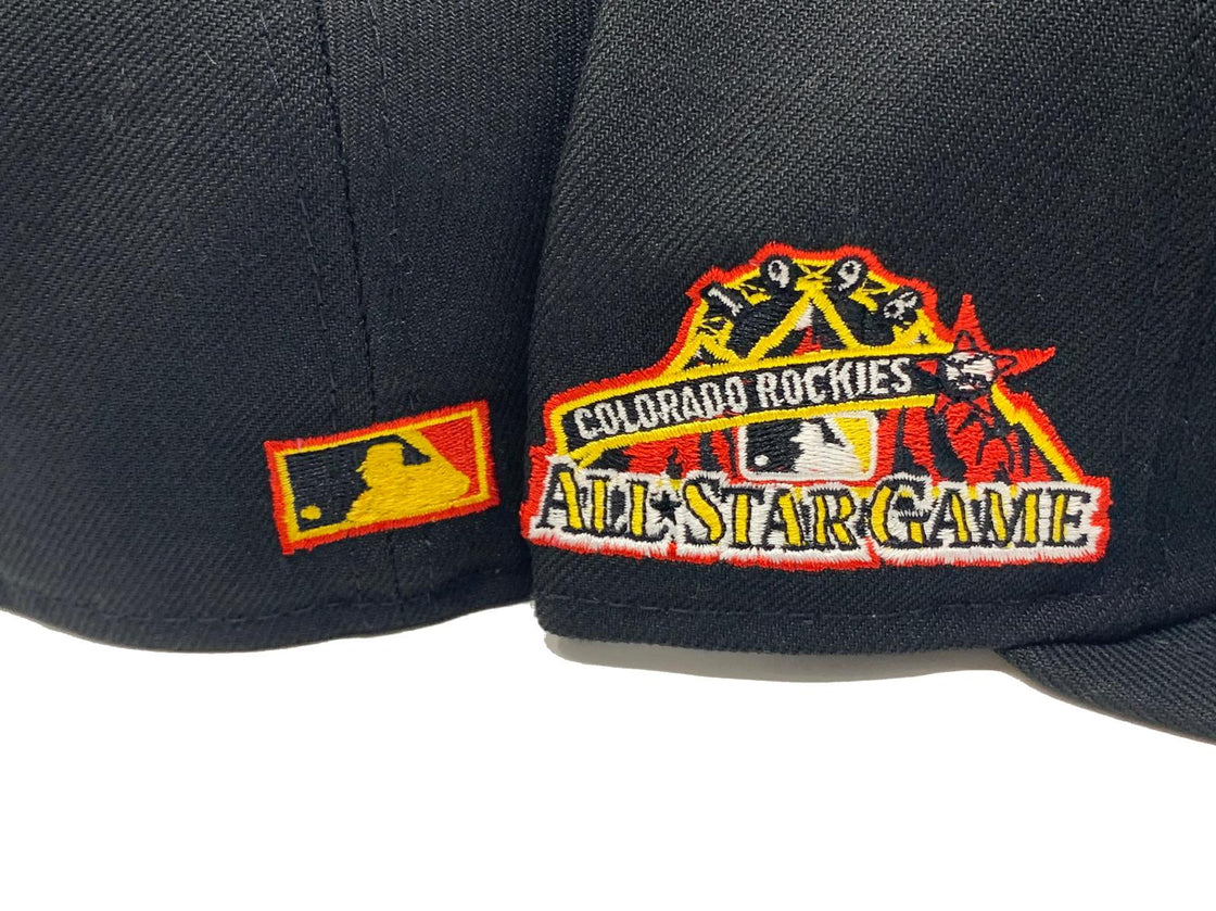 COLORADO ROCKIES 1998 ALL STAR GAME BLACK YELLOW BRIM NEW ERA FITTED HAT