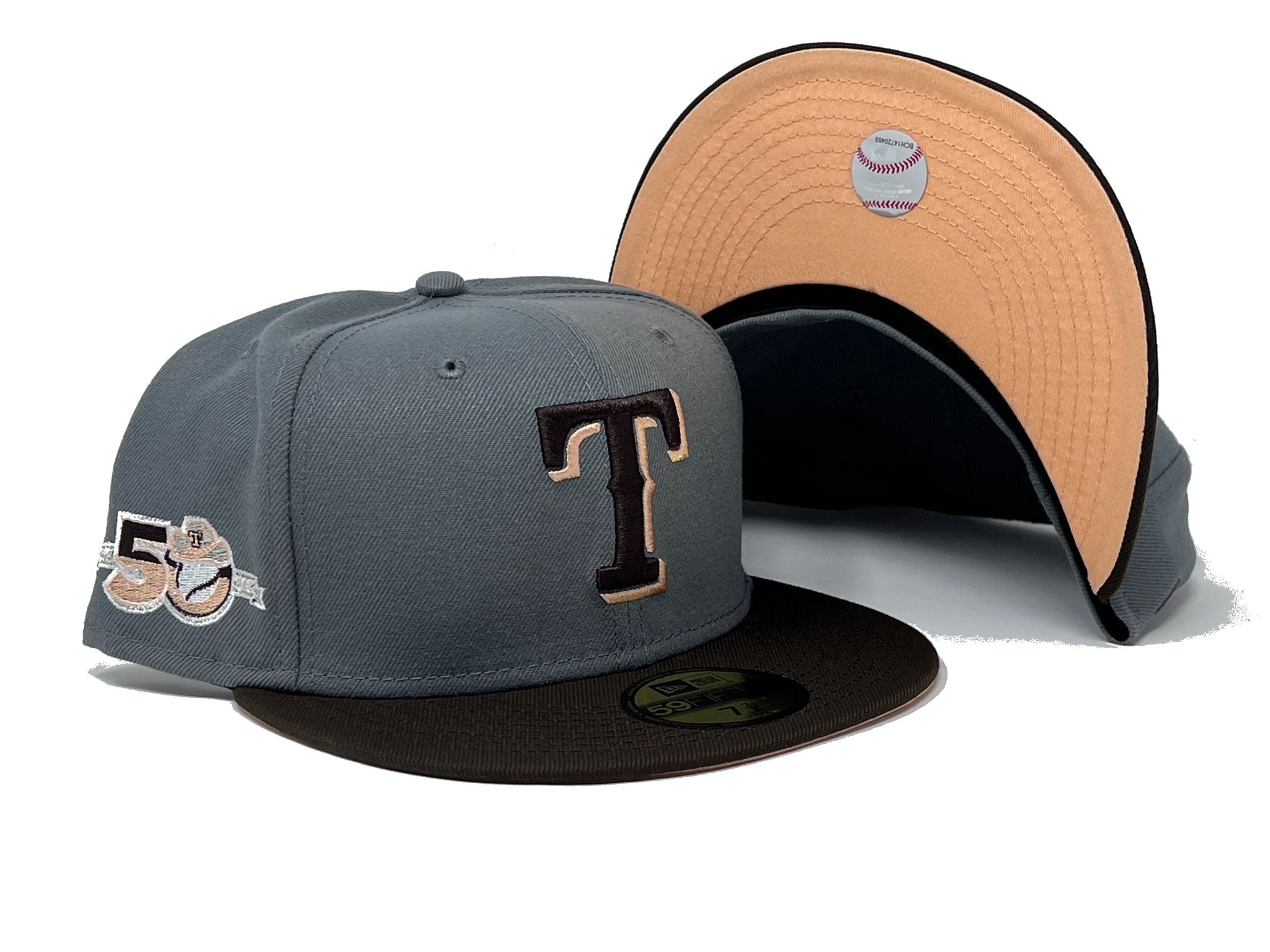 New Era Texas Rangers 50th Anniversary Gold Real Tree Two Tone Edition  59Fifty Fitted Hat, EXCLUSIVE HATS, CAPS