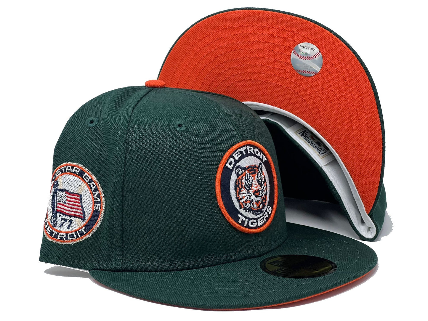 Detroit Tigers 1971 All Star Game Dark Green Orange Brim New Era Fitted Hat