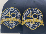 KANSAS CITY ROYALS 40TH ANNIVERSARY NAVY BLUE ICY BRIM NEW ERA FITTED HAT
