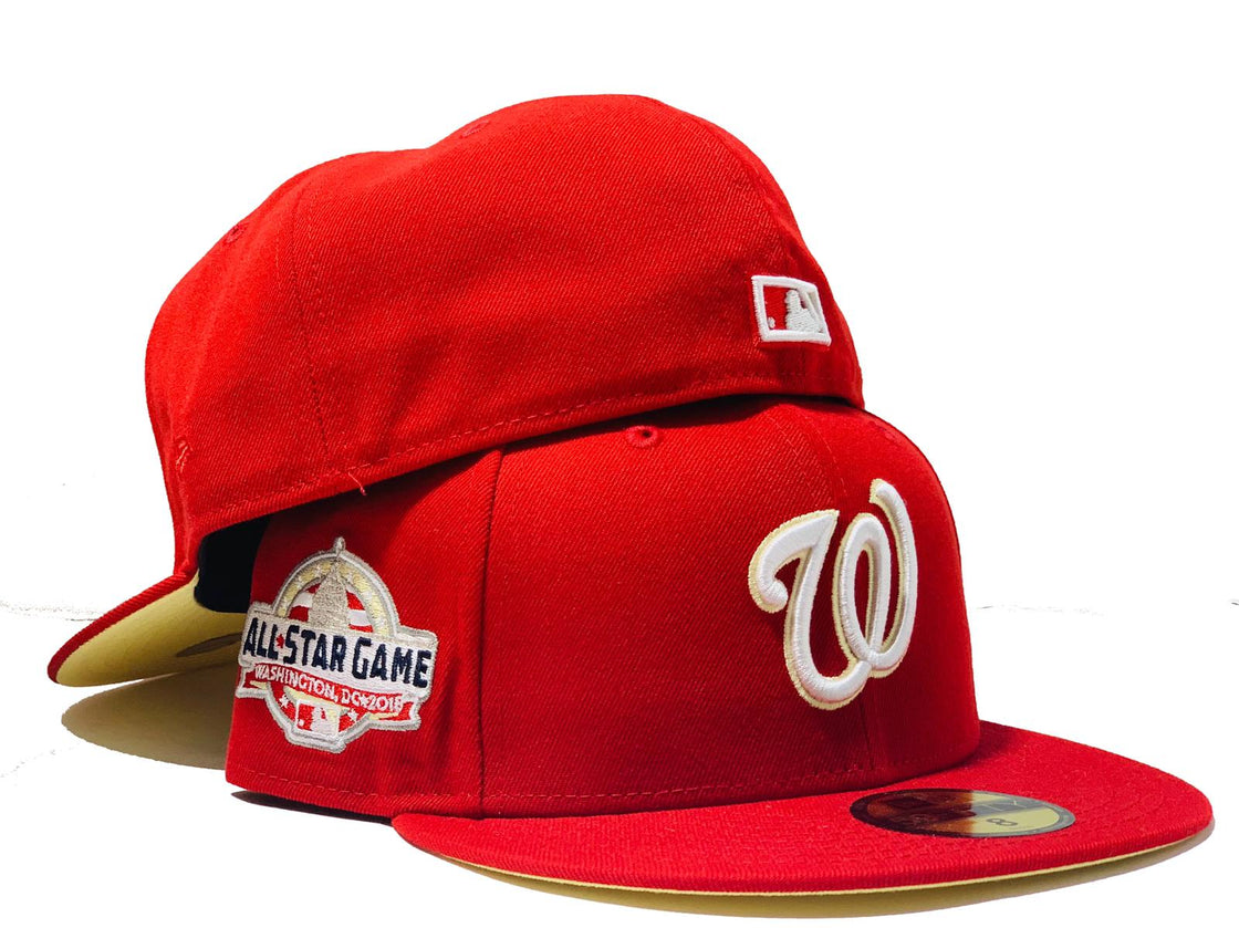 WASHINGTON NATIONALS 2018 ALL STAR GAME RED BUTTER  YELLOW BRIM NEW ERA FITTED HAT