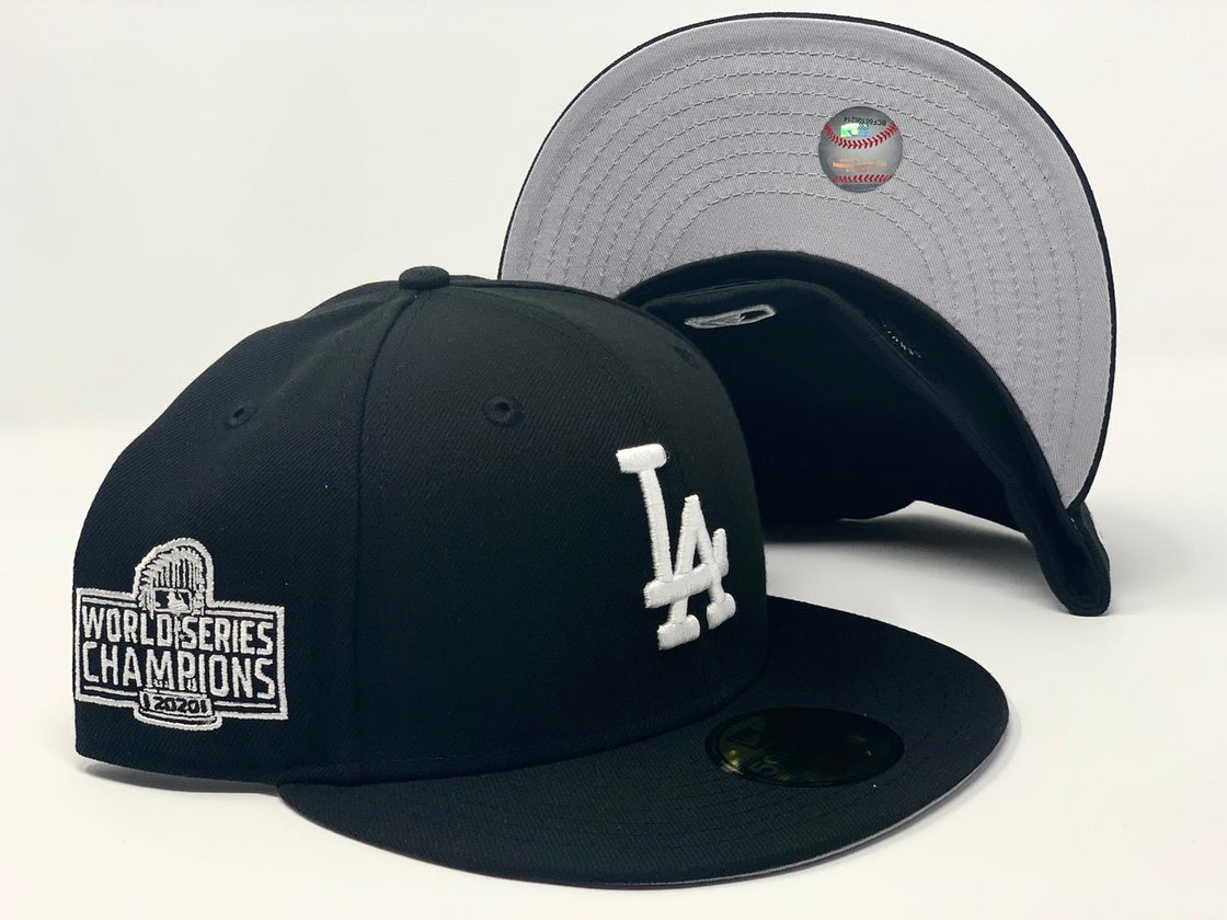 LOS ANGELES DODGERS 2020 WORLD SERIES CHAMPIONS BLACK GRAY BRIM NEW ERA FITTED HAT