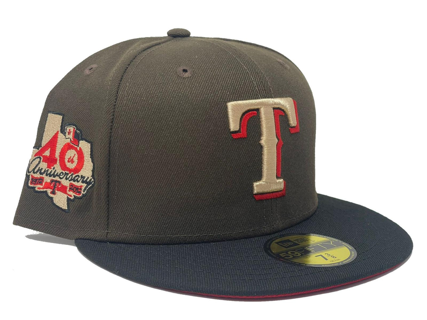 Texas Rangers 40th Anniversary Red Brim New Era Fitted Hat