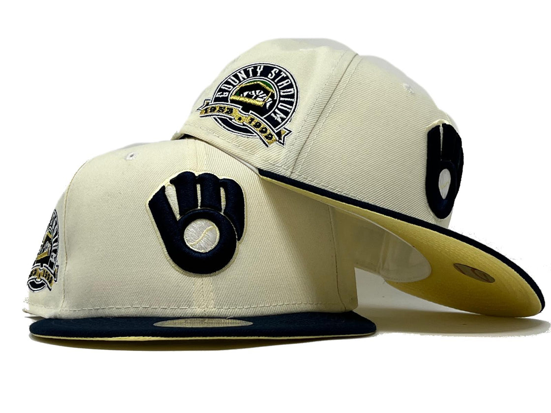 MILWAIKEE BREWERS COUNTRY STADIUM BUTTER POPCORN YELLOW BRIM NEW ERA FITTED HAT