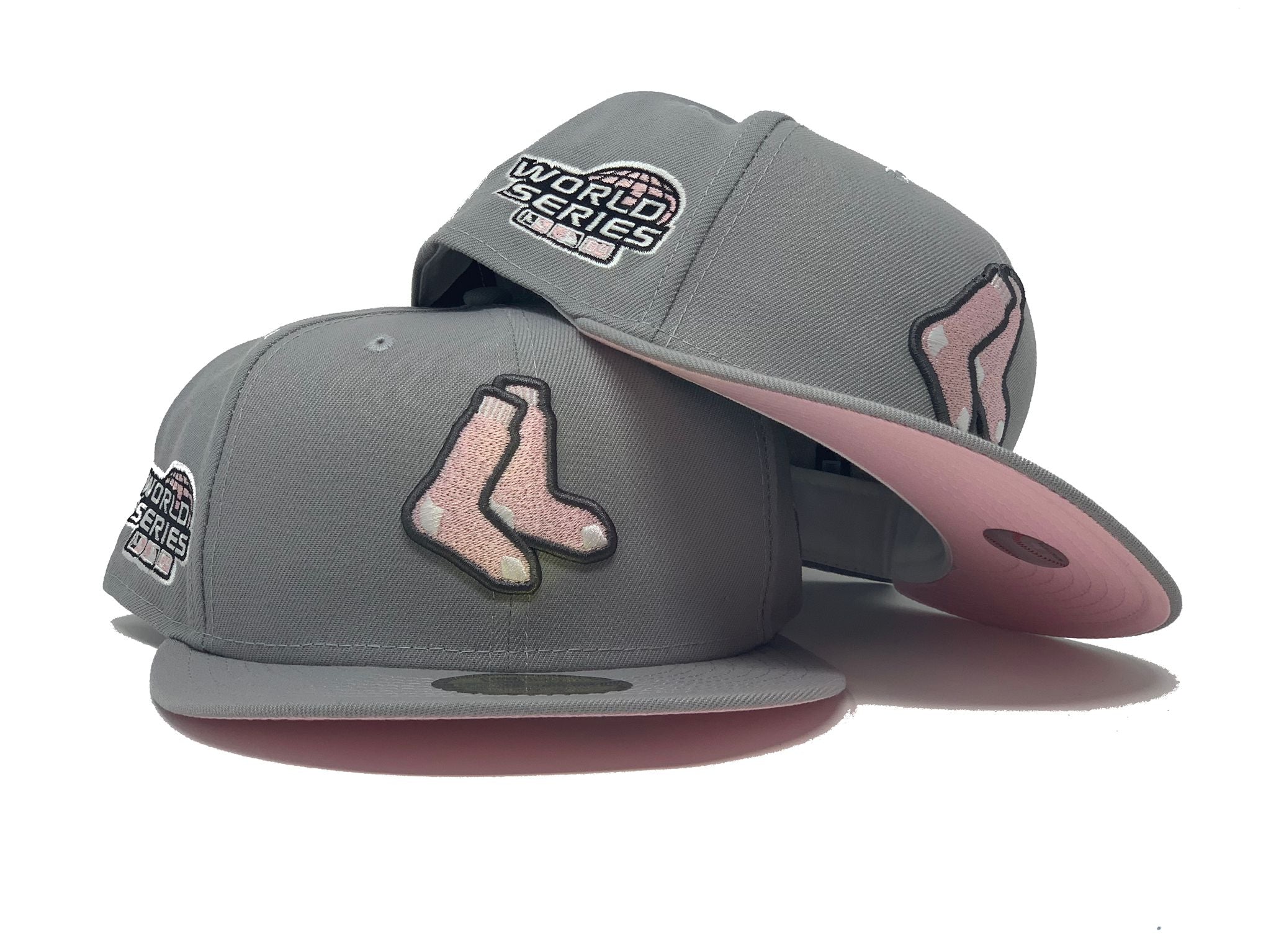 Boston Red Sox New Era Pink Under Visor 59FIFTY Fitted Hat - Gray