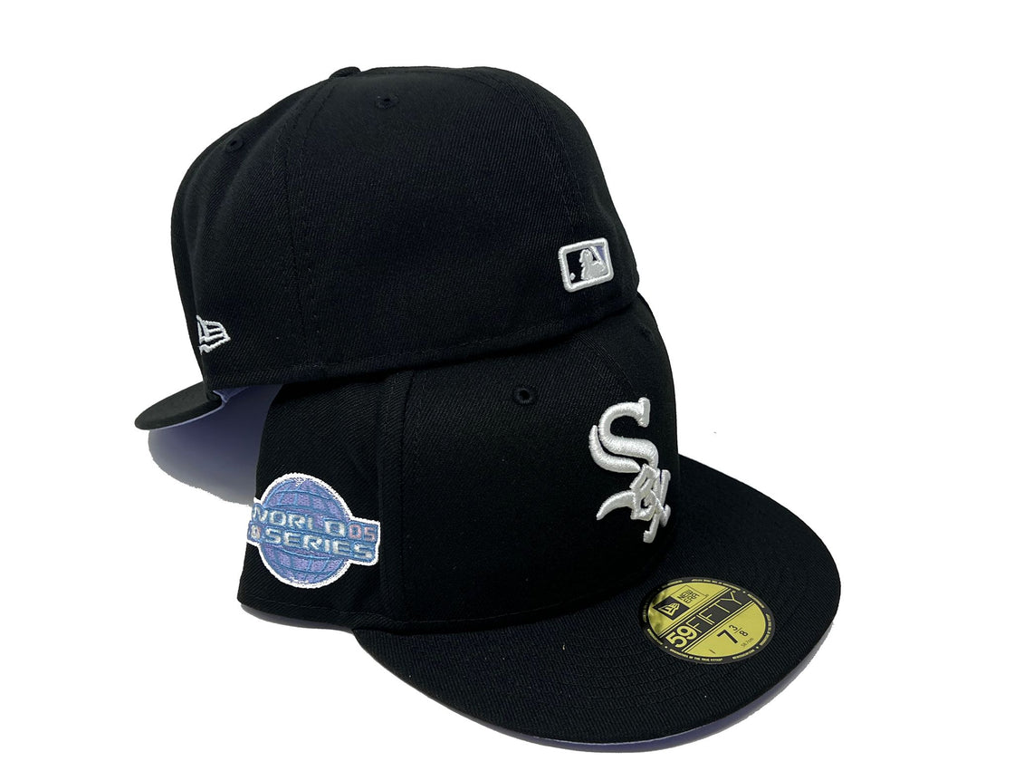 CHICAGO WHITE SOX 2005 WORLD SERIES POP SWEAT LAVENDER BRIM 59FIFTY NEW ERA FITTED HAT