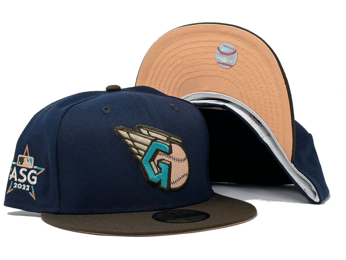 Cleveland  Guardians 2022 All Star Game Light Navy Brown Visor Peach Brim New Era Fitted Hat