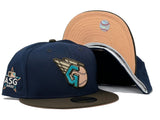 CLEVELAND GUARDIANS 2022 ALL STAR GAME LIGHT NAVY BROWN VISOR PEACH BRIM NEW ERA FITTED HAT
