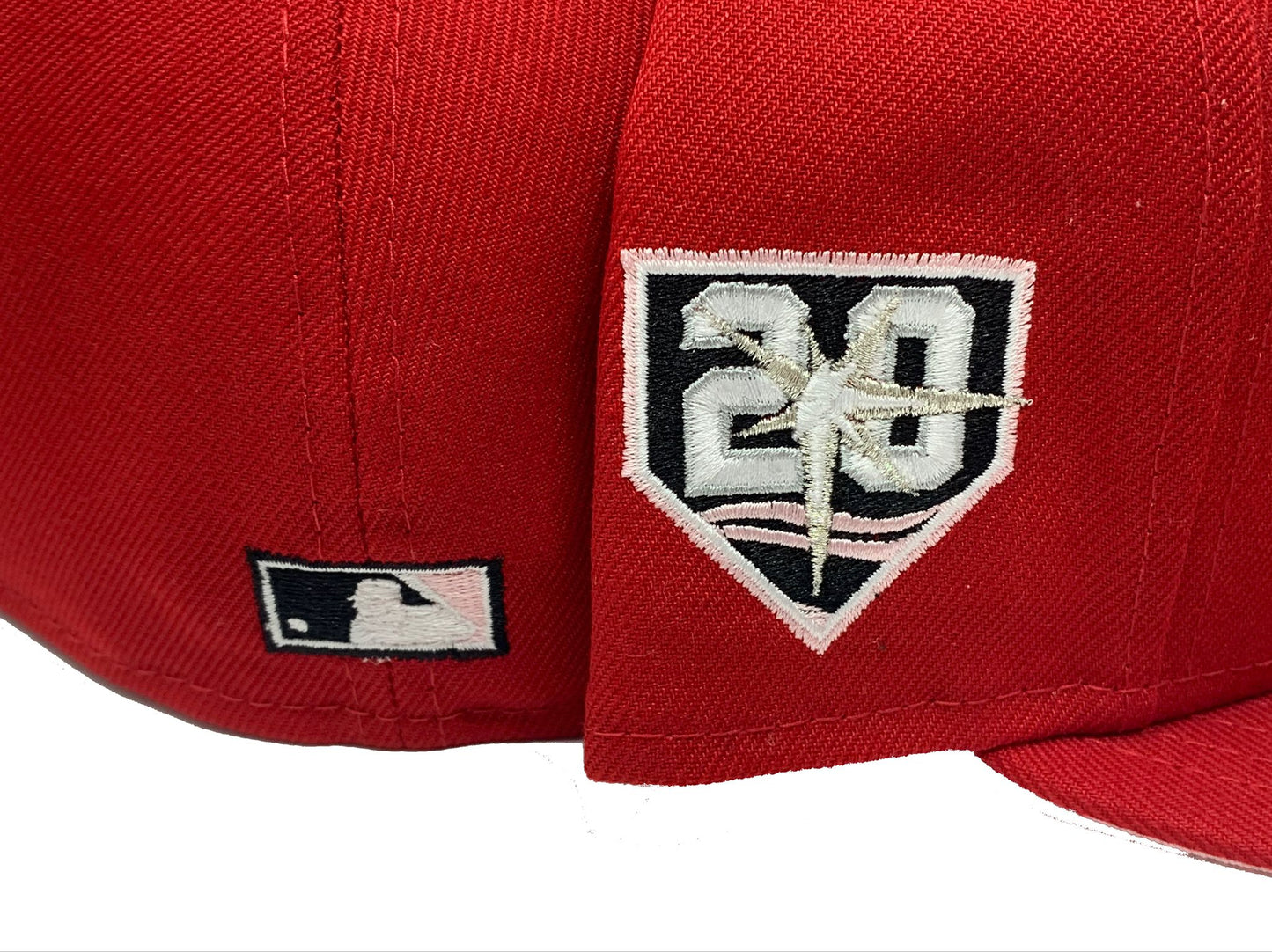 TAMPA BAY DEVIL RAYS 20TH ANNIVERSARY "STRAWBERRY REFRESHER" RED PINK BRIM NEW ERA FITTED HAT