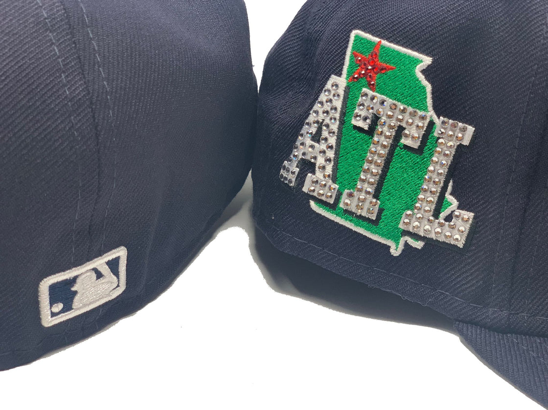 Dark Navy Blue Atlanta Braves MLB Crystal Icons New Era Fitted Hat