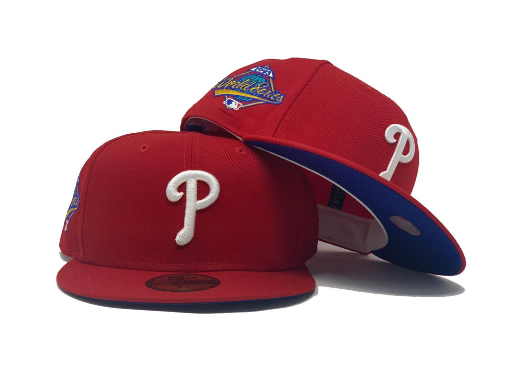 PHILADELPHIA PHILLIES 1993 WORLD SERIES RED ROYAL BLUE BRIM NEW ERA FITTED HAT