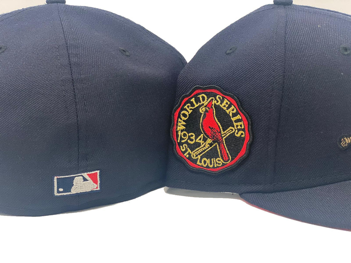 ST. LOUIS CARDINALS 1934 WORLD SERIES NAVY FUSION PINK BRIM NEW ERA FITTED HAT