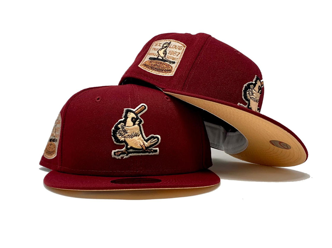 ST. LOUIS CARDINALS BURGUNDY PEACH BRIM NEW ERA FITTED HAT