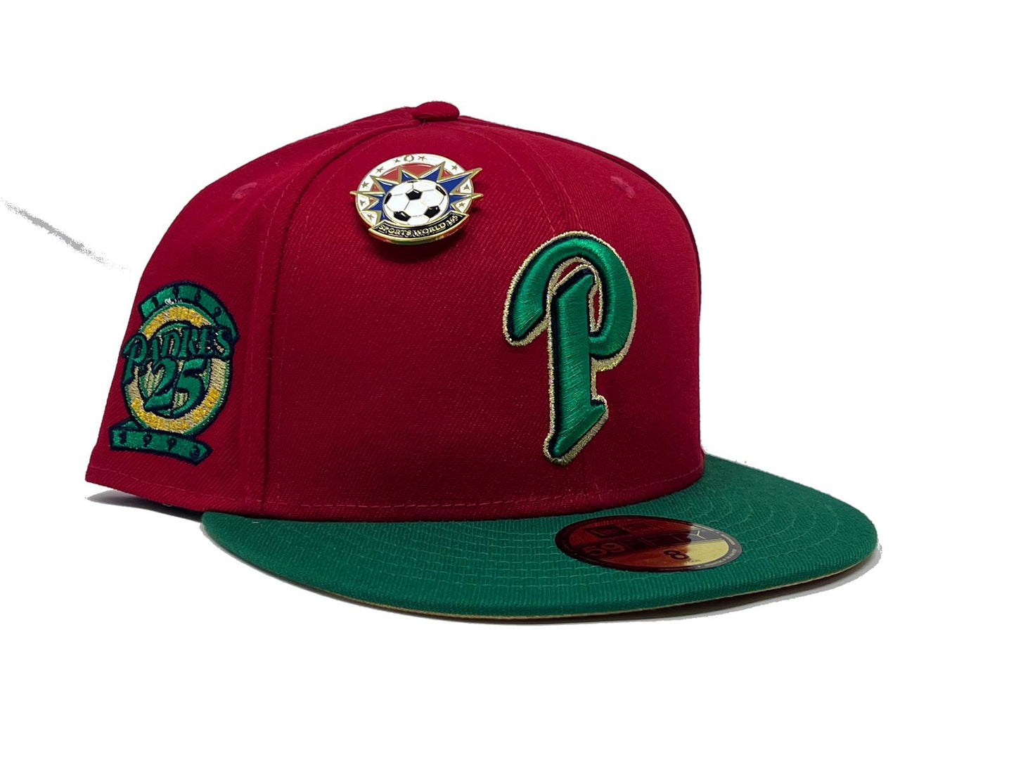 SAN DIEGO PADRES 25TH ANNIVERSAY " WORLD CUP SOCCER PACK" METALLIC GOLD BRIM NEW ERA FITTED HAT