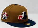 MONTREAL EXPOS 25TH ANNIVERSARY "FALL HARVEST PACK" BEIGE BRIM NEW ERA FITTED HAT