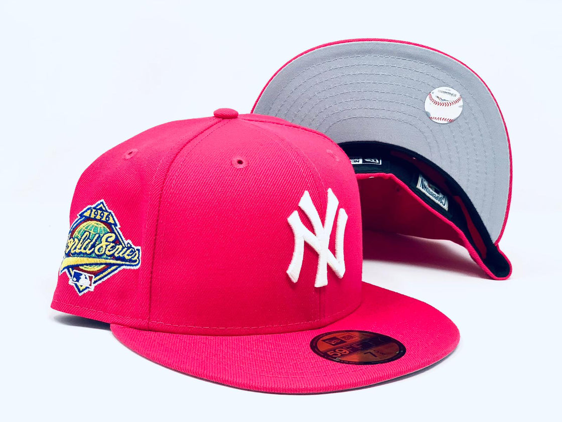 NEW YORK YANKEES 1996 WORLD SERIES FUSION PINK GRAY BRIM NEW ERA FITTED HAT