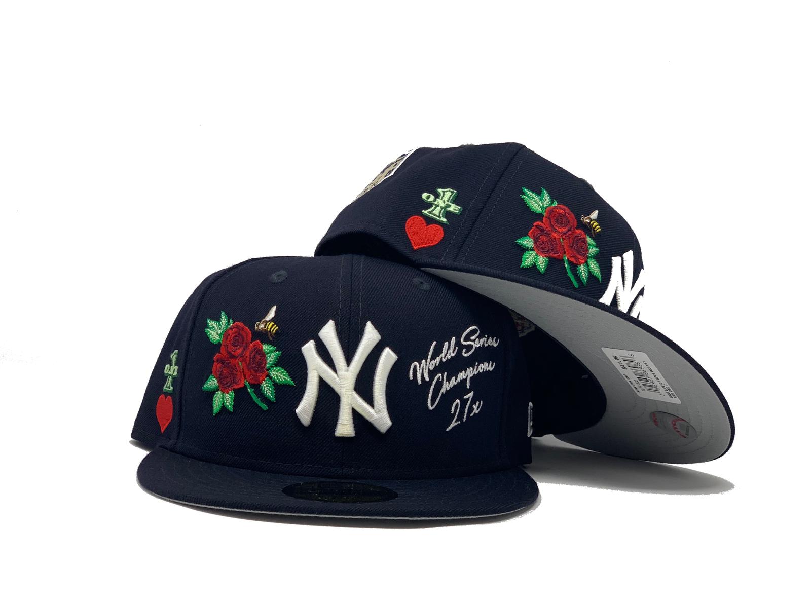 New York Yankees All Over World Series Patches Fitted  Yankees Multi World  Series Patches 59Fifty 