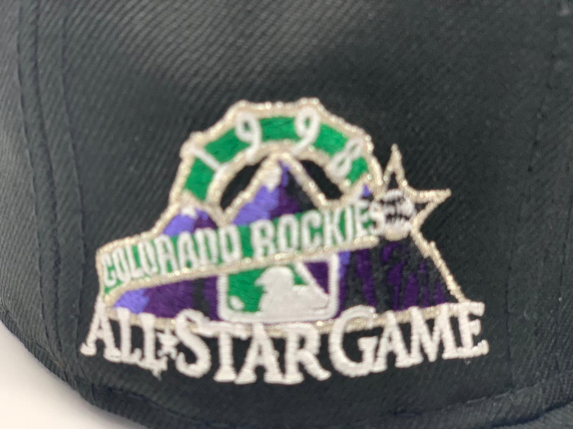 COLORADO ROCKIES 1998 ALL STAR GAME BLACK ICY BRIM NEW ERA FITTED HAT