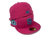 SAN DIEGO PADRES 50TH ANNIVERSARY "BUBBLE TAPE" PINK BRIM NEW ERA FITTED HAT