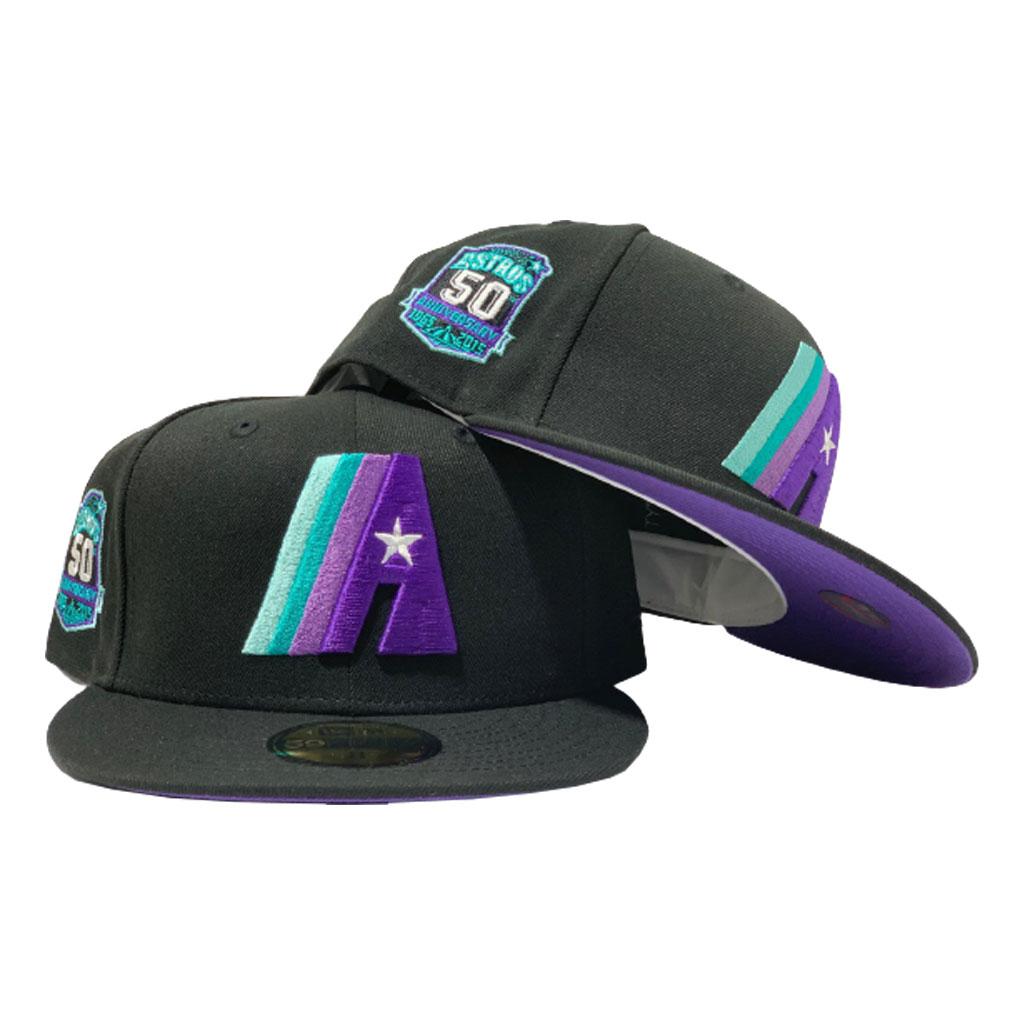 HOUSTON ASTRO 50TH ANNIVERSARY BLACK PURPLE BRIM NEW ERA FITTED