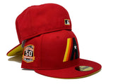HOUSTON ASTRO 50TH ANNIVERSARY RED YELLOW BRIM NEW ERA FITTED HAT