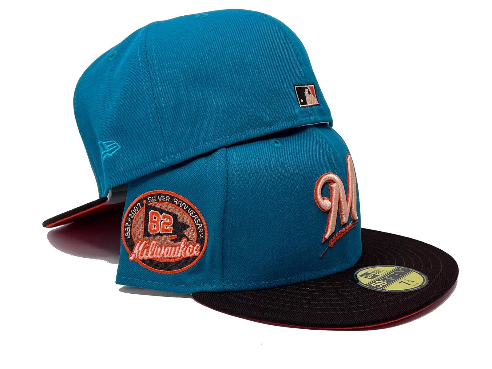 Sky Blue Milwaukee Brewers Royal Blue Visor Green Bottom 92nd Anniversary Side Patch New Era 59FIFTY Fitted 75/8