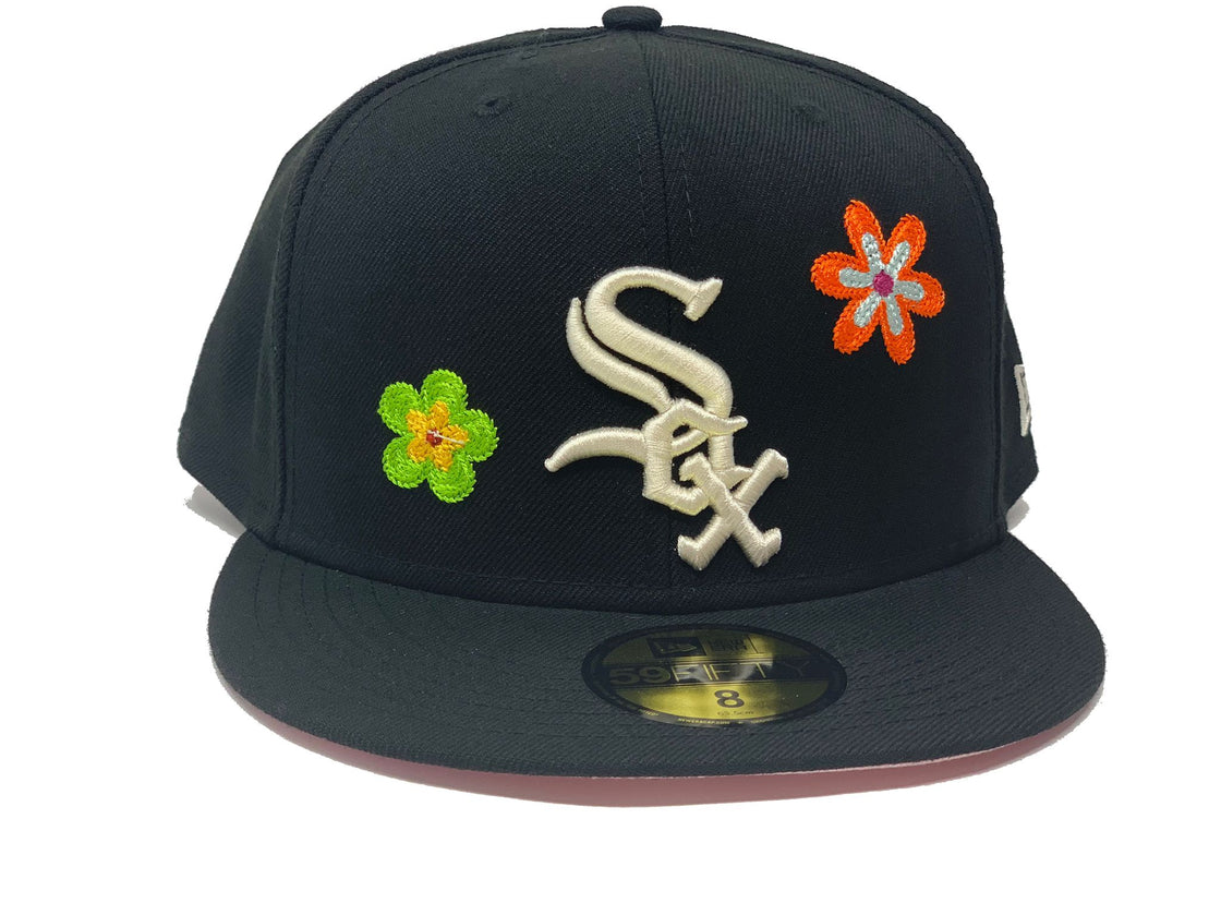 Black Chicago White Sox Flower Pattern 59fifty New Era Fitted Hat