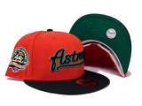 HOUSTON ASTROS 45TH ANNIVERSARY GLOW IN THE DARK "PUMPKIN COLLECTION" GREEN BRIM NEW ERA FITTED HAT