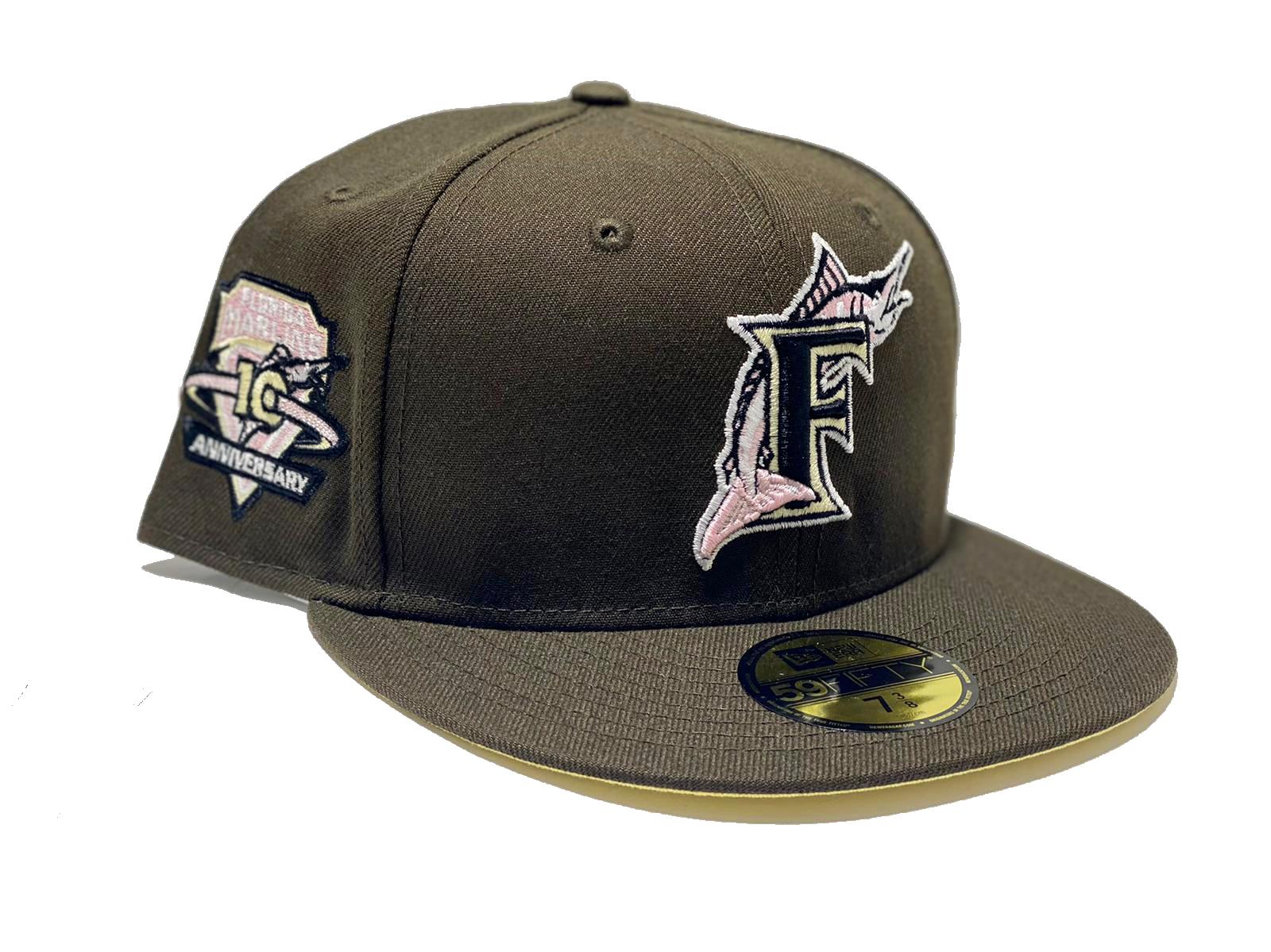 Florida Marlins 10 ANNIVERSARY New Era 59Fifty Fitted Hat (Black PINK Under  brim)