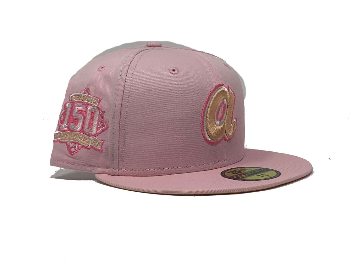 Light Pink Atlanta Braves 150 Anniversary Custom New Era Fitted Hat