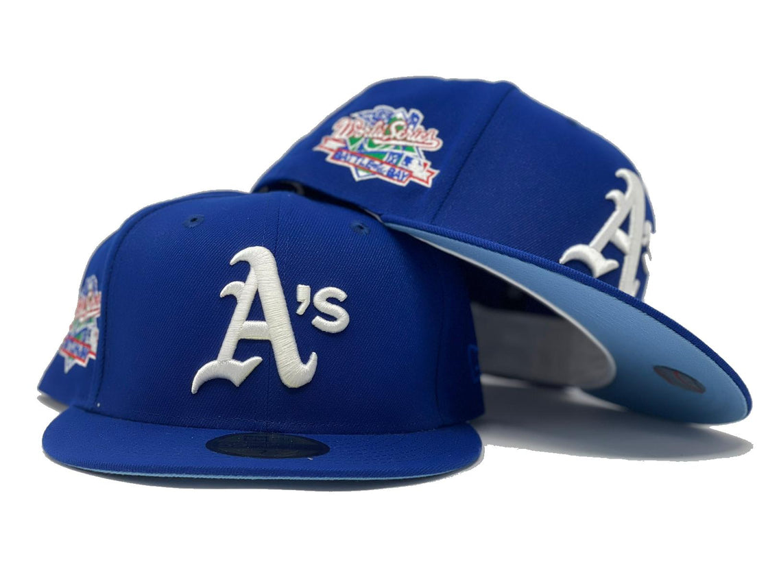 OAKLAND ATHLETICS 1989 BATTLE OF THE BAY ROYAL ICY BRIM NEW ERA FITTED HAT