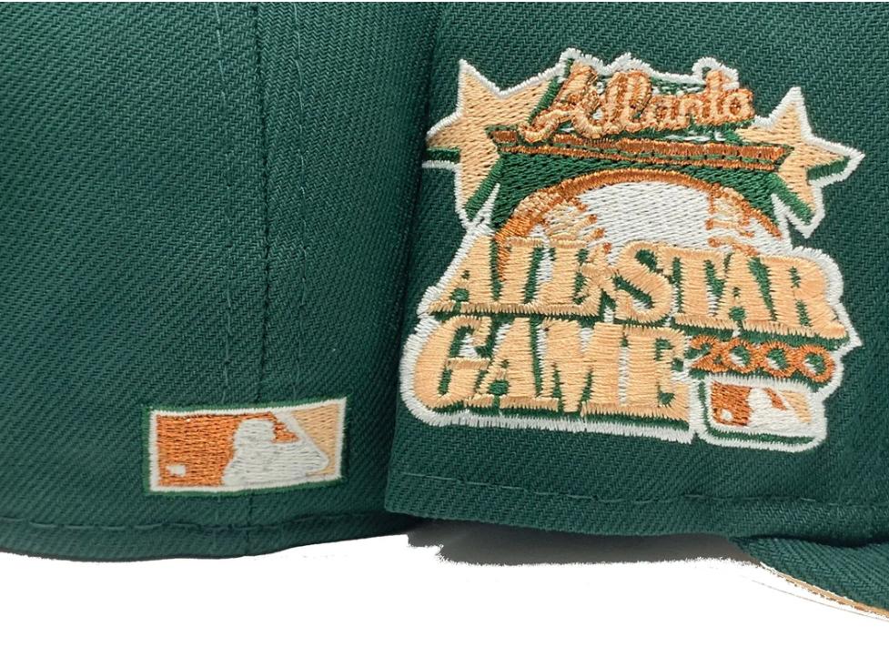 ATLANTA BRAVES 2000 ALL STAR GAME DARK GREEN PEACH BRIM NEW ERA FITTED HAT