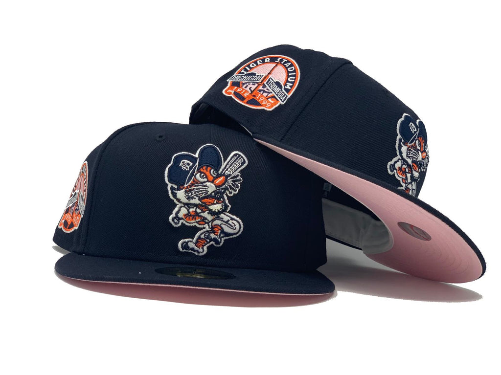 DETROIT TIGERS NAVY BLUE PINK BRIM NEW ERA FITTED HAT