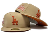 LOS ANGELES DODGERS 2020 WORLD SERIES CHAMPIONS CAMEL RUST ORANGE BRIM NEW ERA FITTED HAT
