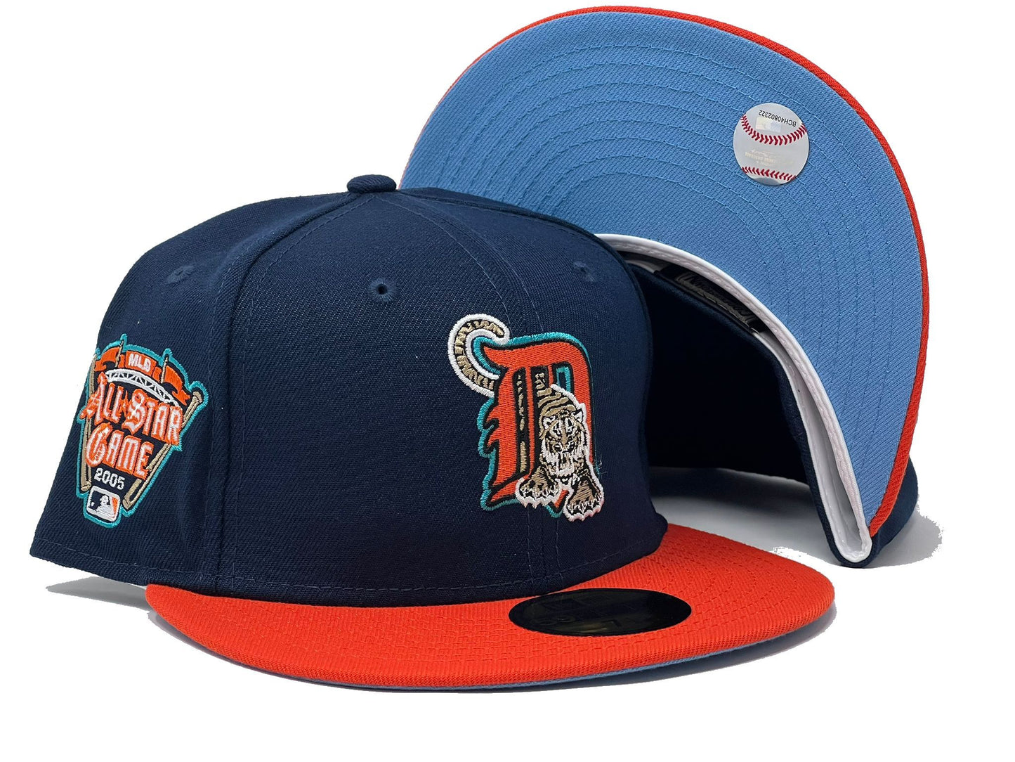 Detroit Tigers 2005 All Star Game Light Navy Orange Visor Icy Brim New Era Fitted Hat