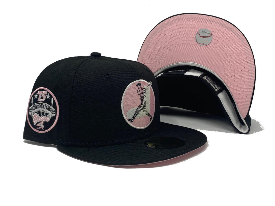 CHICAGO WHITE SOX 75TH YEARS COMISKEY PARK BLACK PINK BRIM NEW ERA FITTED HAT