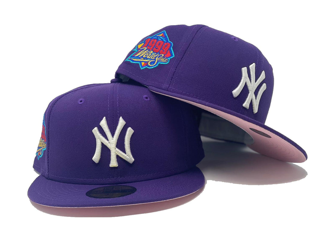 NEW YORK YANKEES 1999 WORLD SERIES PURPLE PINK BRIM NEW ERA FITTED HAT