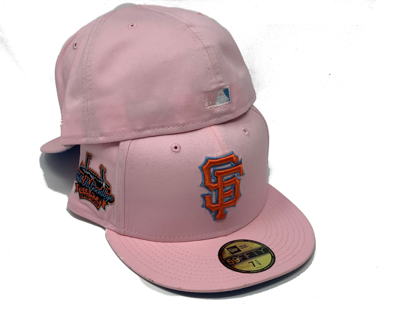 SAN FRANCISCO GIANTS  " TELL IT GOODBUY" CANDLESTICK PARK PINK ICY BRIM NEW ERA FITTED HAT
