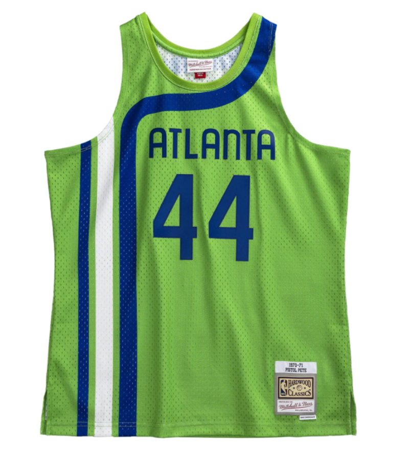 PETE MARAVICH ATLANTA HAWKS MITCHELL & NESS 1970 SWINGMAN JERSEY