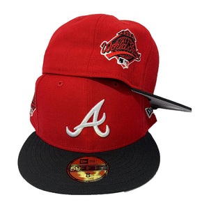 ATLANTA BRAVE 1995 WORLD SERIES RED/ BLACK NEW ERA 59FIFTY FITTED CAP