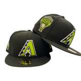 Arizona Diamondbacks Inaugural Season Black Lime Green New Era 59Fifty Fitted Hats