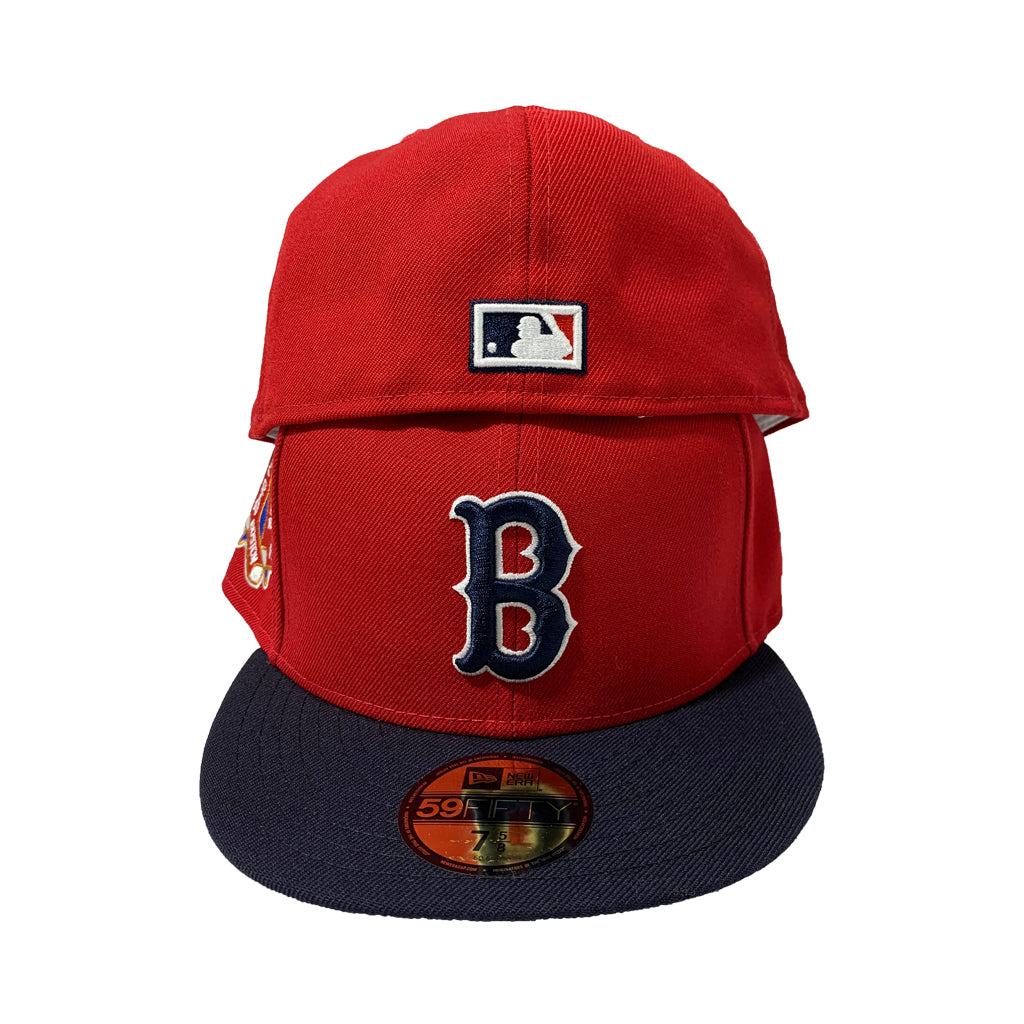 BOSTON RED SOX-RED TOP WITH BLUE VISOR FITTED CAP