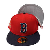 BOSTON RED SOX-RED TOP WITH BLUE VISOR FITTED CAP