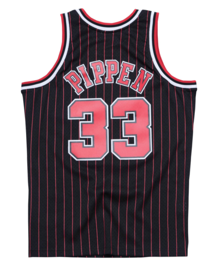 SCOTTIE PIPPEN Chicago Bulls PIN STRIPE MITCHELL & NESS 1995 SWINGMAN JERSEY